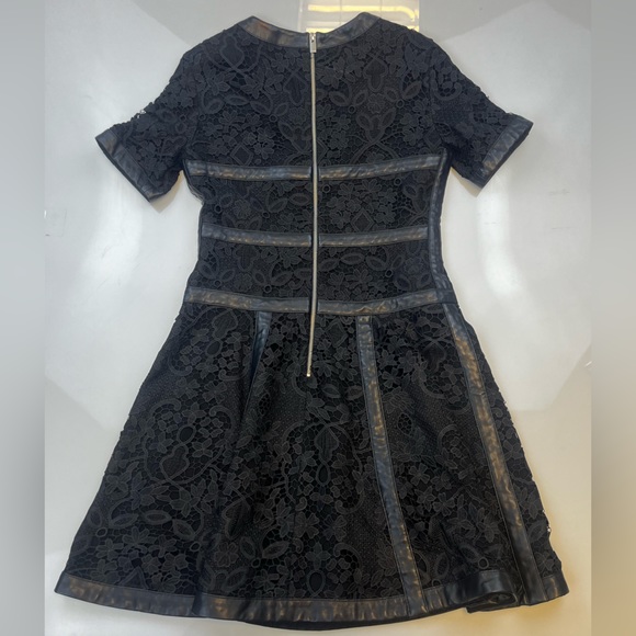 The Kooples Botanique Lace Dress with Leather Trim N105-1 - Picture 10 of 12